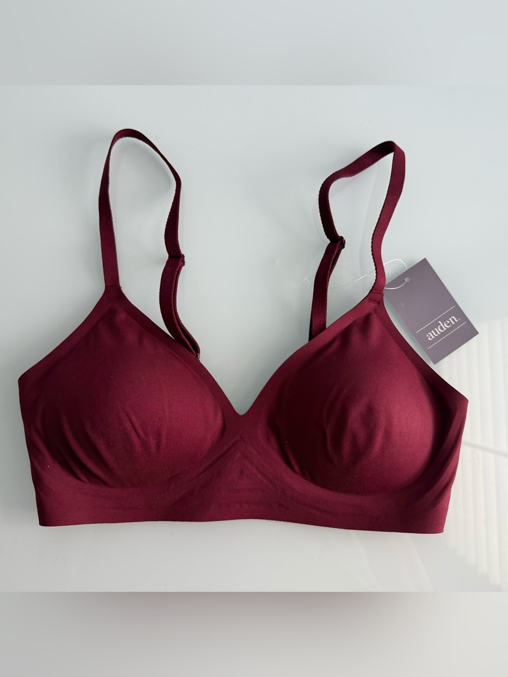 Auden Women's Burgundy Luxury Collection Removeable Pad V-Neck Bralette Size XS